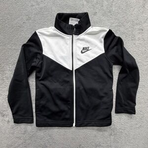 Nike Jacket Youth‎ 4T Black White Colorblock Track Full Zip Swoosh Logo Athletic